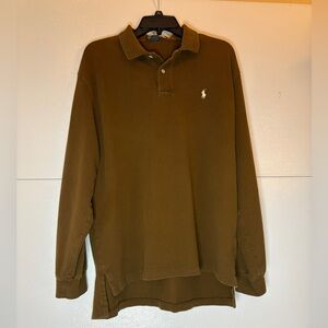 Ralph Lauren Men's  Long-sleeve‎ Polo Shirt in Deep Brown Size XL